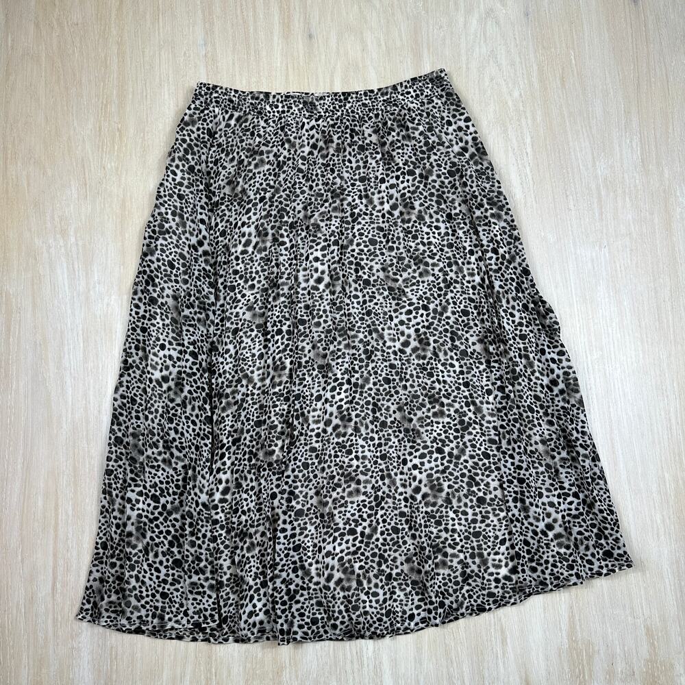 A New Day Animal Print Midi Skirt Brown Black Casual Pull On Flowy Cotton Large